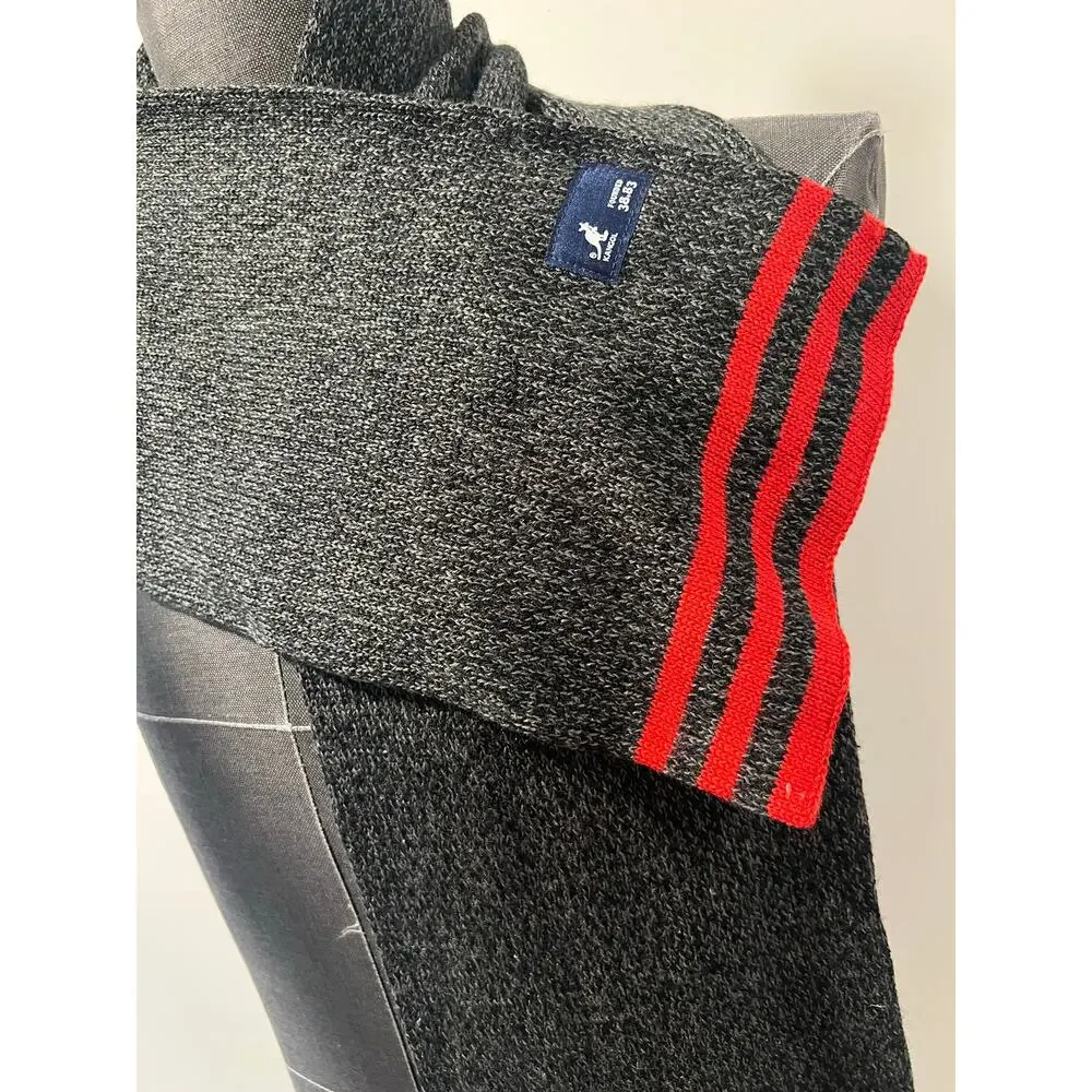 NEW Kangol Winter Scarf Wool Blend Gray w Red Stripes Thick Knit 74